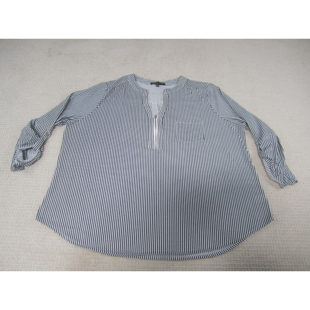 Always Indigo‎ Shirt Womens 3XL Blue White Striped Long Sleeve Casual Blouse Top